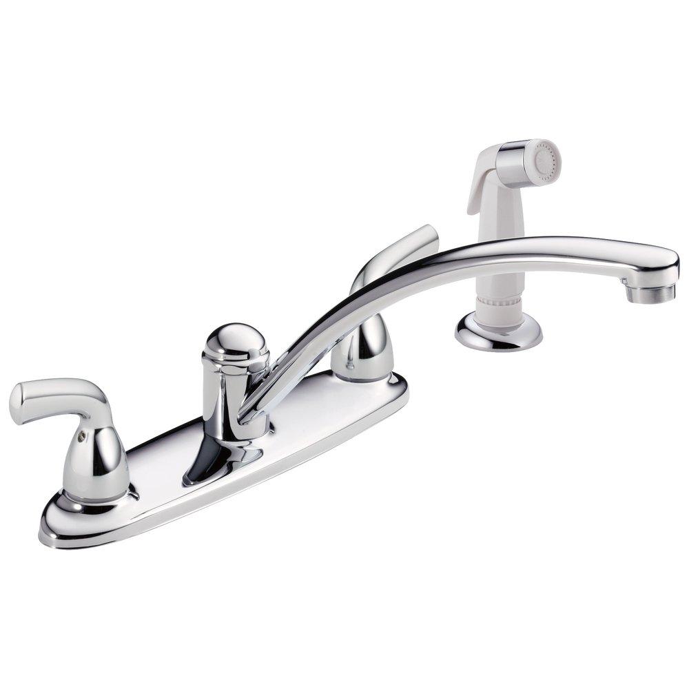 Delta Faucet Foundations® Two Handle Kitchen Faucet with Side Spray in Chrome
