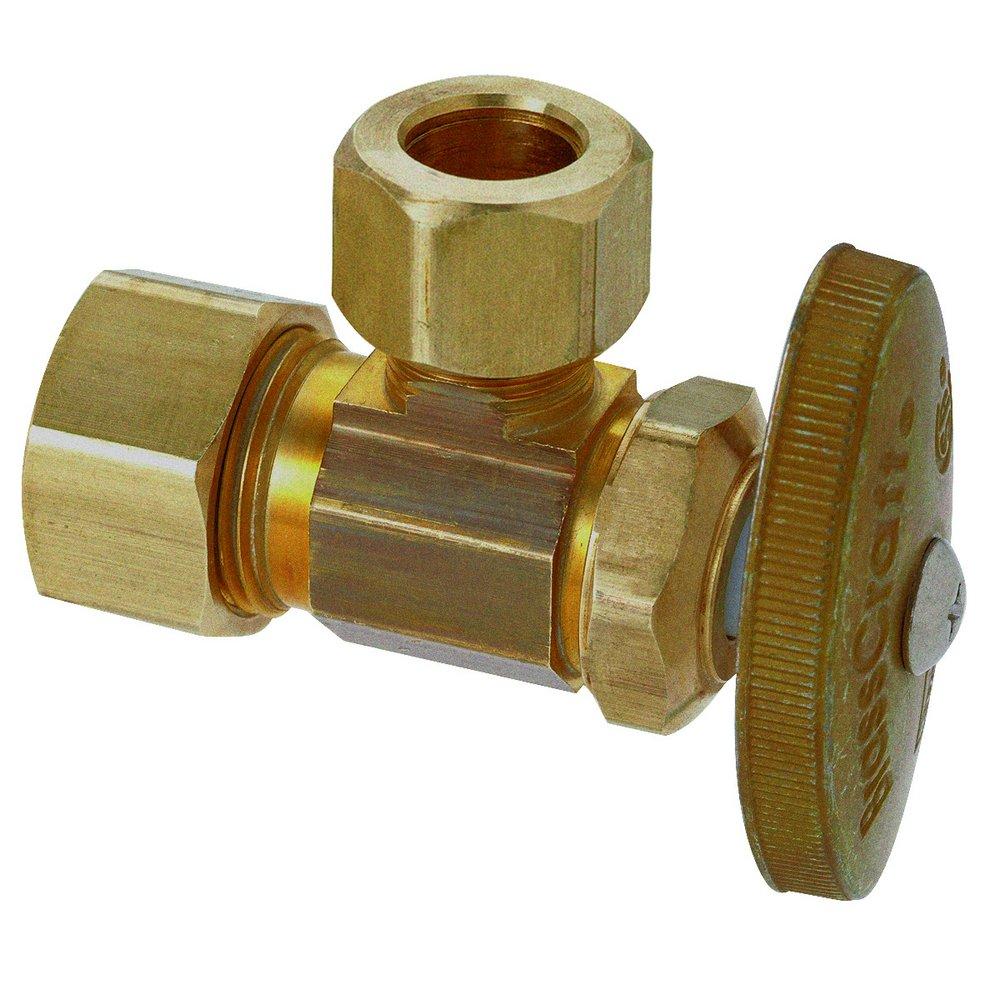 BrassCraft OCR39 Series 1/2 in. Compression x OD Compression Knurled Oval Handle Angle Supply Stop Valve in Rough Brass