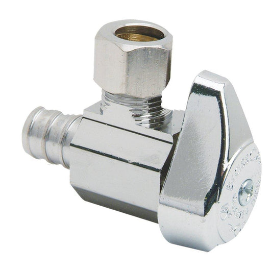 1/2 x 3/8 in. Barbed x OD Compression Angle Supply Stop Valve in Chrome Plated