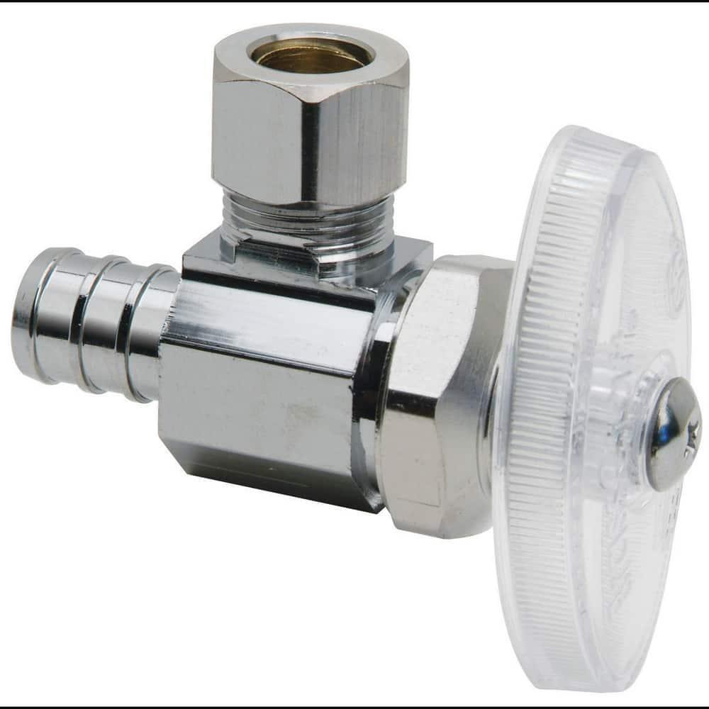 BrassCraft BRPX19 Series 1/2 x 3/8 in. PEX Barbed x OD Compression Knurled Handle Angle Supply Stop Valve in Chrome