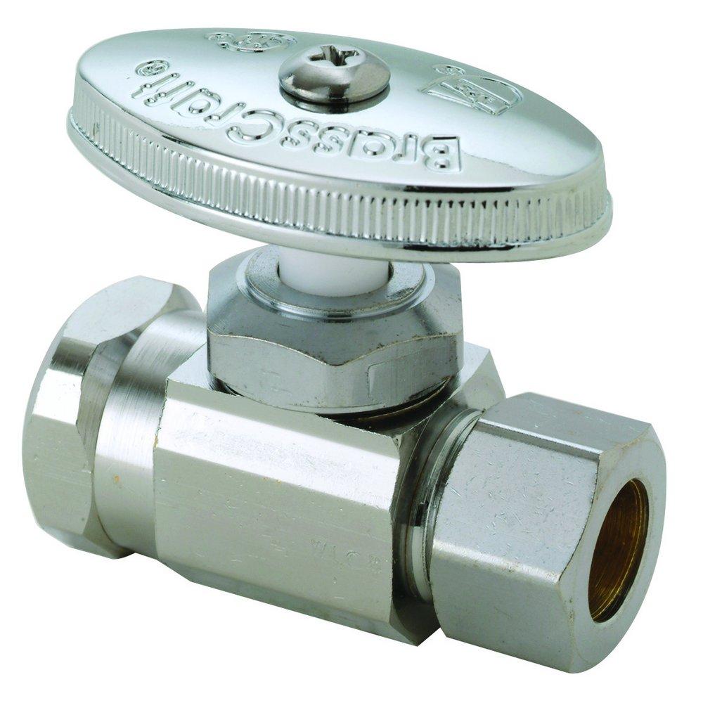 BrassCraft OR32 Series 1/2 in. FIPT x OD Compression Knurled Oval Handle Straight Supply Stop Valve in Chrome Plated