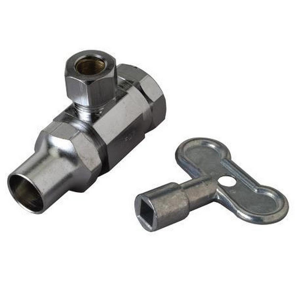 BrassCraft SCR39 Series 1/2 in. Compression x OD Compression Loose Key Handle Angle Supply Stop Valve in Chrome Plated