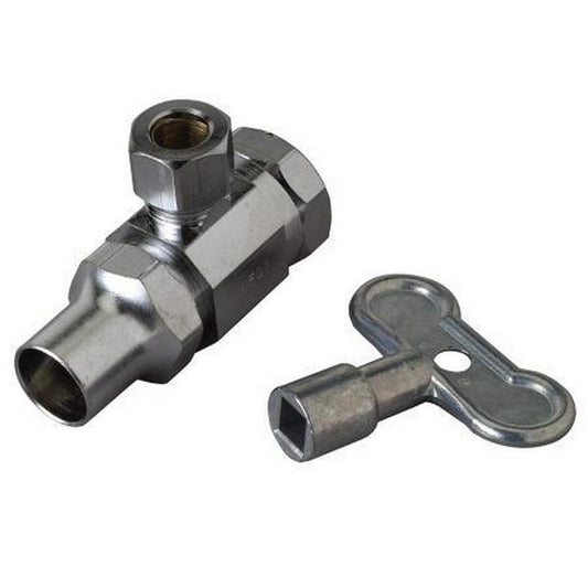 BrassCraft SCR39 Series 1/2 in. Compression x OD Compression Loose Key Handle Angle Supply Stop Valve in Chrome Plated