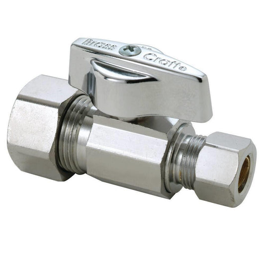 BrassCraft KTCR14 Series 1/2 x 3/8 in. Compression x OD Compression Straight Supply Stop Valve in Chrome