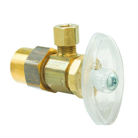 BrassCraft PR09 Series 1/2 x 1/4 in. Solvent Weld x OD Compression Knurled Oval Handle Angle Supply Stop Valve in Rough Brass