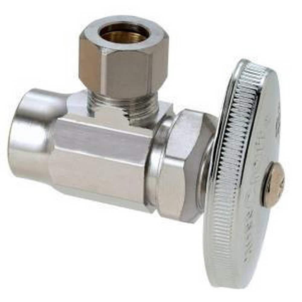 BrassCraft R19X Series 1/2 x 3/8 in. Sweat x OD Compression Knurled Oval Handle Angle Supply Stop Valve in Chrome Plated