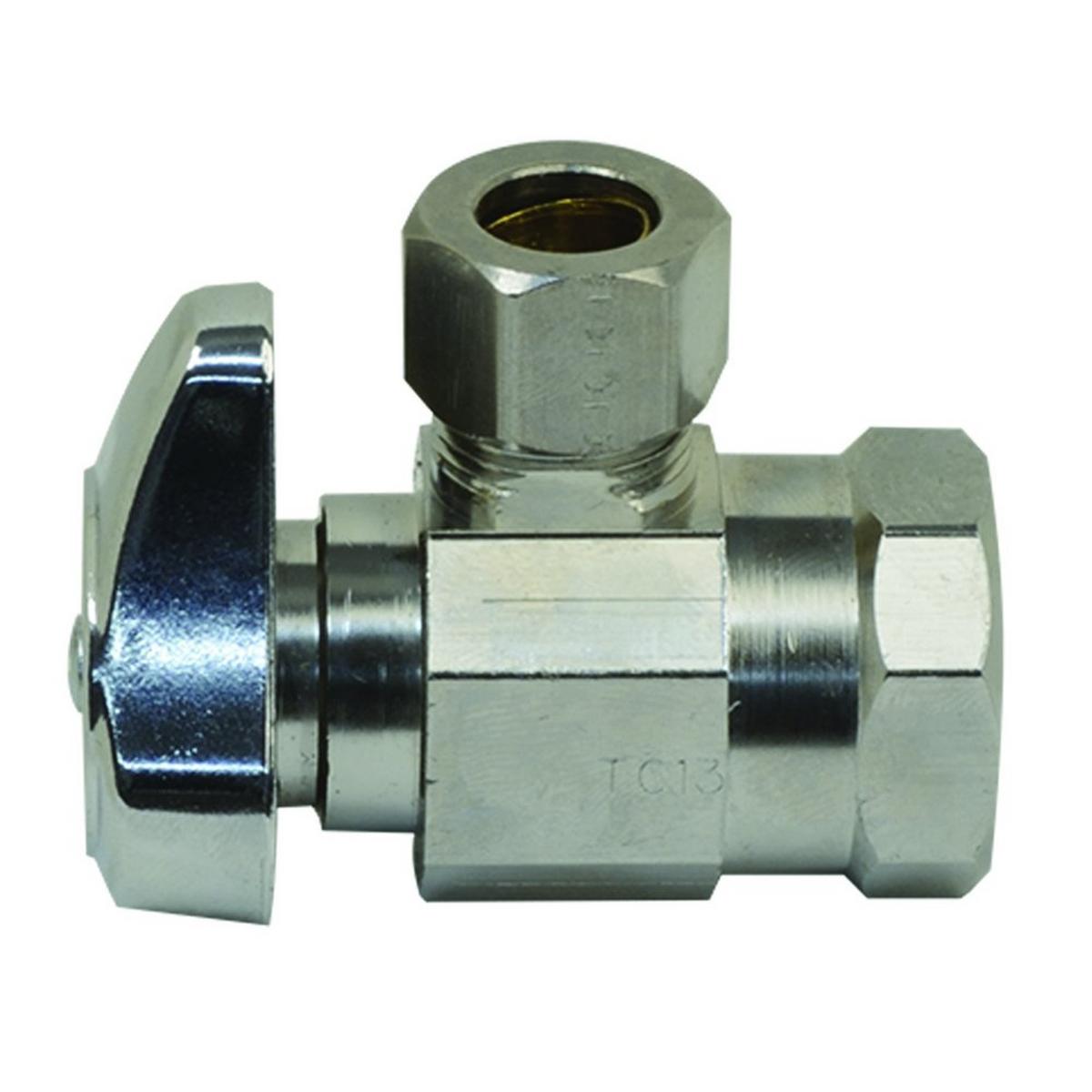 BrassCraft G2R17 Series 1/2 x 3/8 in. FIPT x OD Compression Lever Handle Angle Supply Stop Valve in Chrome Plated