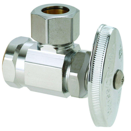 BrassCraft OR37 Series 1/2 in. FIPT x OD Compression Knurled Oval Handle Angle Supply Stop Valve in Chrome Plated
