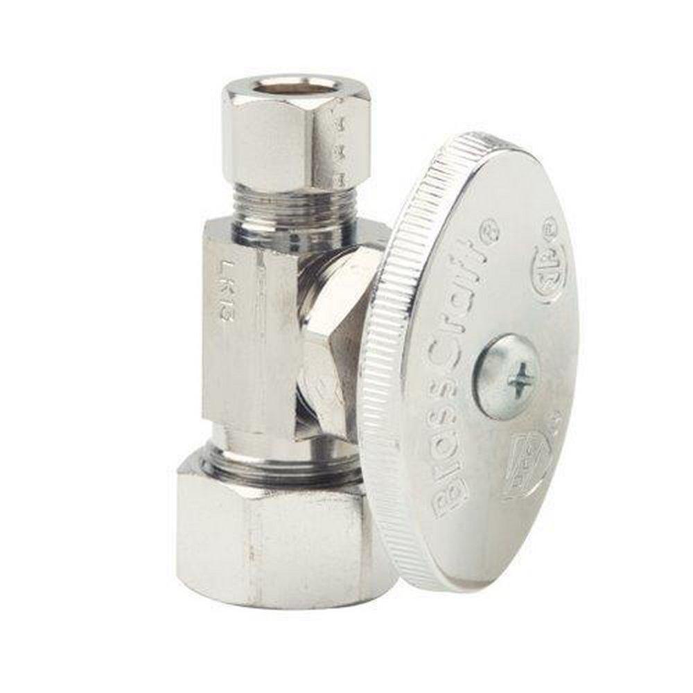 BrassCraft OCR14 Series 1/2 in x 3/8 in Oval Handle Straight Supply Stop Valve in Polished Chrome