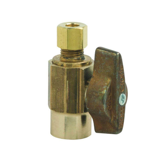 BrassCraft KT™ Series 1/2 x 1/4 in. Sweat x OD Compression Lever Handle Straight Supply Stop Valve in Rough Brass