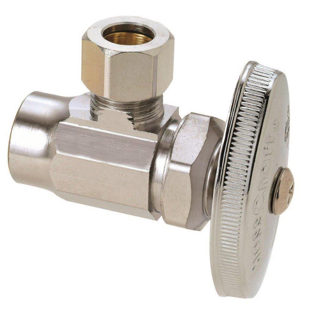 BrassCraft R19 Series 1/2 x 3/8 in. Sweat x OD Compression Knurled Oval Handle Angle Supply Stop Valve in Chrome Plated