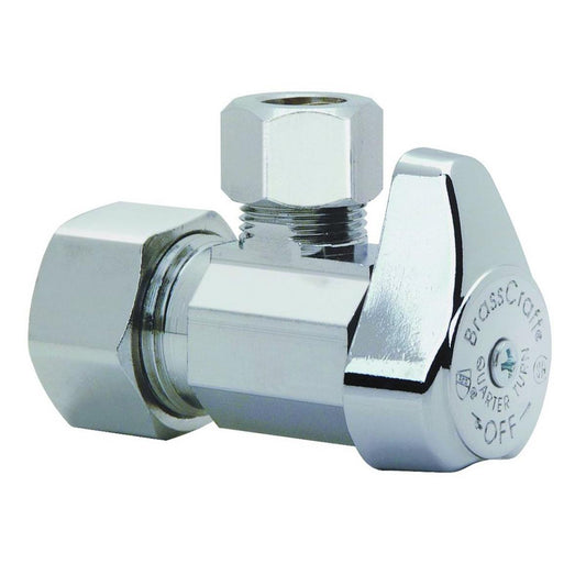 BrassCraft G2CR19 Series 1/2 x 3/8 in. Compression x OD Compression Lever Handle Angle Supply Stop Valve in Chrome Plated