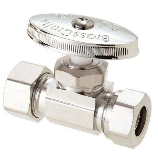 BrassCraft O3345 Series 1/2 in. Slip x Compression Knurled Oval Handle Straight Supply Stop Valve in Chrome Plated