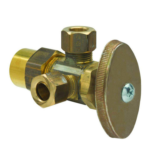 BrassCraft PR1901LR Series 1/2 in x 3/8 in Knurled Handle Angle Supply Stop Valve in Rough Brass
