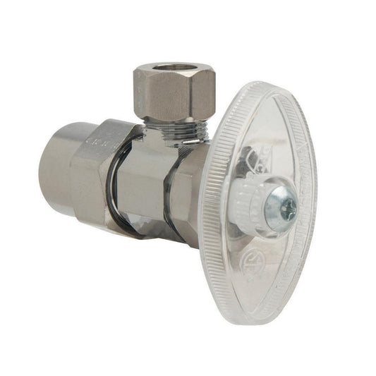 BrassCraft PR19 Series 1/2 x 3/8 in. Solvent Weld x OD Compression Knurled Angle Supply Stop Valve in Chrome