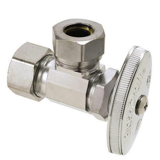 BrassCraft O3341 Series 1/2 in. Compression x Slip Knurled Oval Handle Angle Supply Stop Valve in Chrome Plated