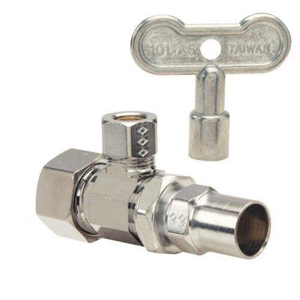 BrassCraft STCR19 Series 1/2 x 3/8 in. Compression x OD Compression Loose Key Handle Angle Supply Stop Valve in Chrome Plated
