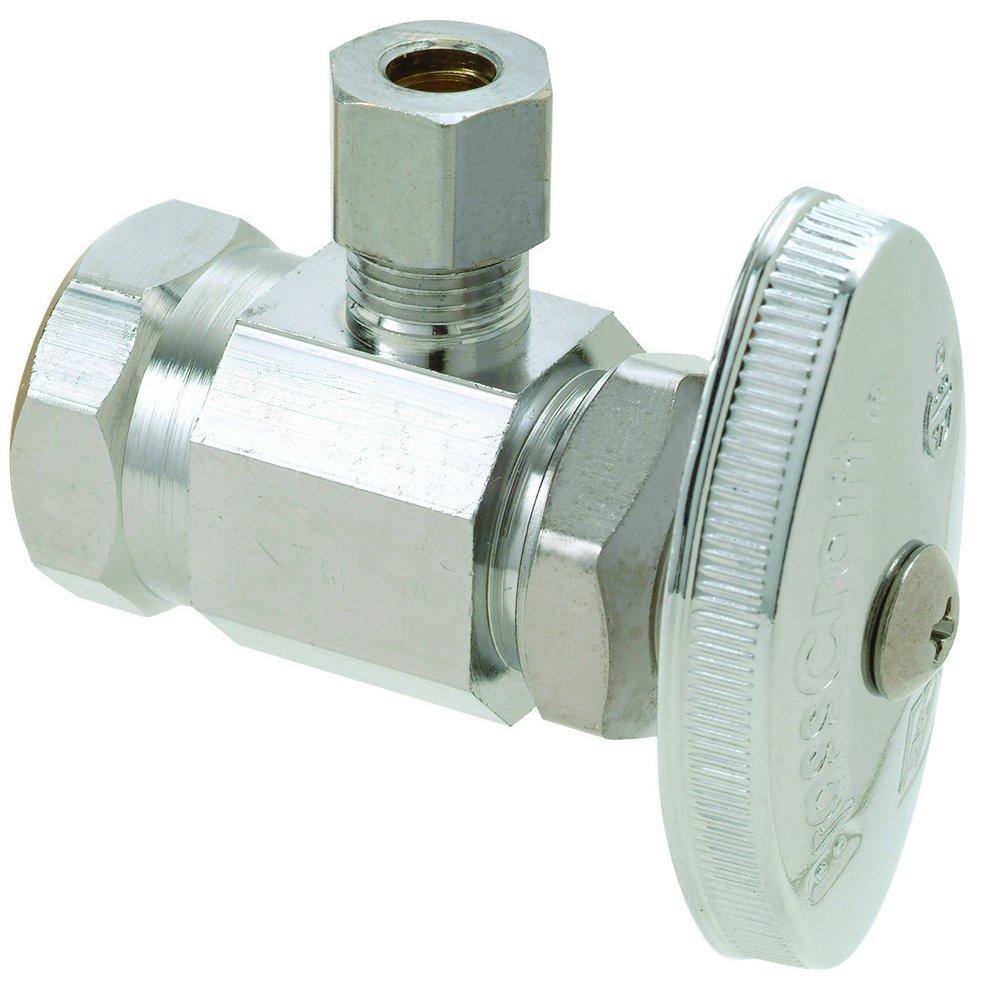 BrassCraft OR07 Series 1/2 x 1/4 in. FIPT x OD Compression Knurled Oval Handle Angle Supply Stop Valve in Chrome Plated
