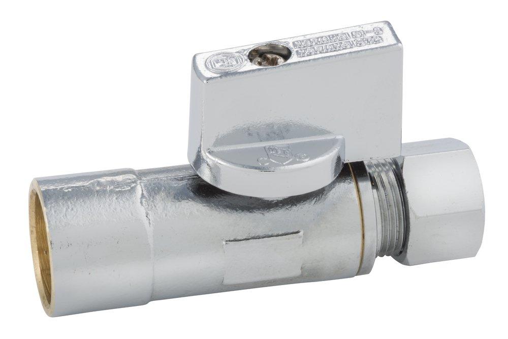 1/2 x 3/8 in. Sweat x Compression Lever Straight Supply Stop Valve in Chrome Plated