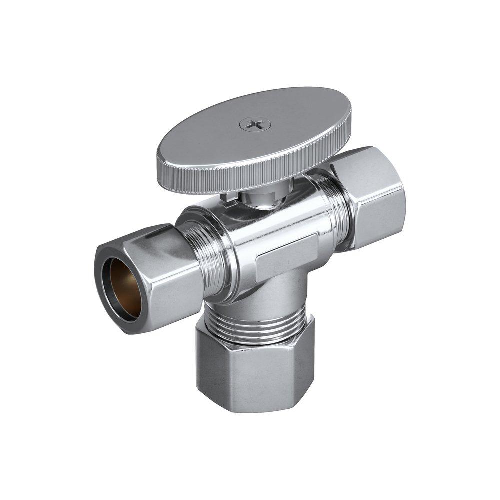 3/8 x 5/8 x 3/8 in. Compression Lever Handle Angle Supply Stop Valve in Chrome Plated