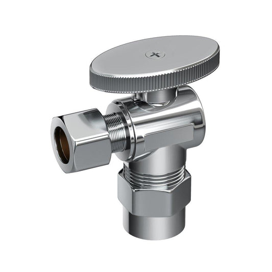 1/2 x 3/8 in. Solvent Weld x Compression Knob Angle Supply Stop Valve in Chrome Plated