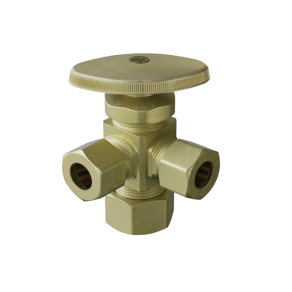5/8 x 3/8 in. Compression Oval Handle Angle Supply Stop Valve in Rough Brass