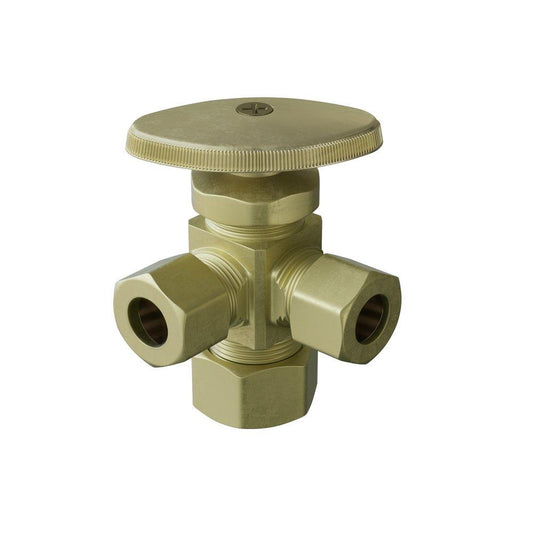 5/8 x 3/8 in. Compression Oval Handle Angle Supply Stop Valve in Rough Brass