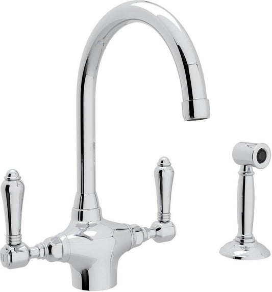 ROHL® San Julio® Two Handle Kitchen Faucet with Side Spray in Polished Chrome