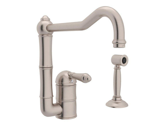 ROHL® Acqui Single Handle Kitchen Faucet with Side Spray in Satin Nickel