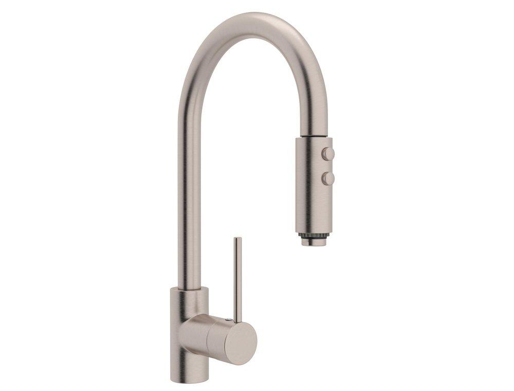 ROHL® Pirellone Single Handle Pull Down Kitchen Faucet in Satin Nickel