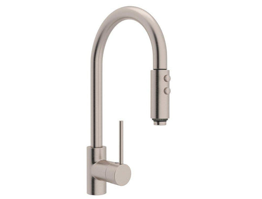 ROHL® Pirellone Single Handle Pull Down Kitchen Faucet in Satin Nickel