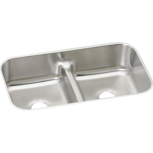 Elkay Lustertone® 32-1/2 in. Undermount Stainless Steel Double Bowl Kitchen Sink in Lustertone