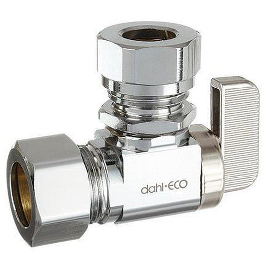 dahl Valve Mini-Ball™ 5/8 x 1/2 in or 7/16 in. OD Compression x Slip Lever Angle Supply Stop Valve in Chrome Plated