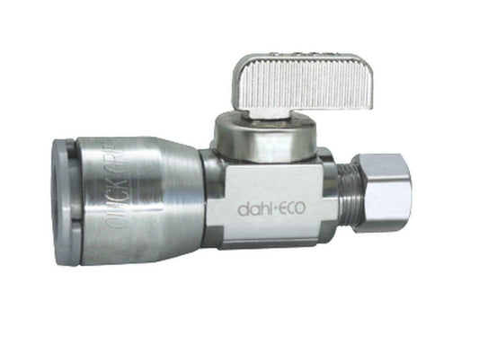 dahl Valve Mini-Ball™ 1/2 x 3/8 in. Push-to-Connect x OD Compression Loose Key Straight Supply Stop Valve in Chrome Plated