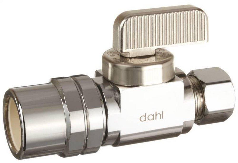 dahl Valve Mini-Ball™ 1/2 x 3/8 in. Solvent Weld x OD Compression Lever Straight Supply Stop Valve in Chrome Plated