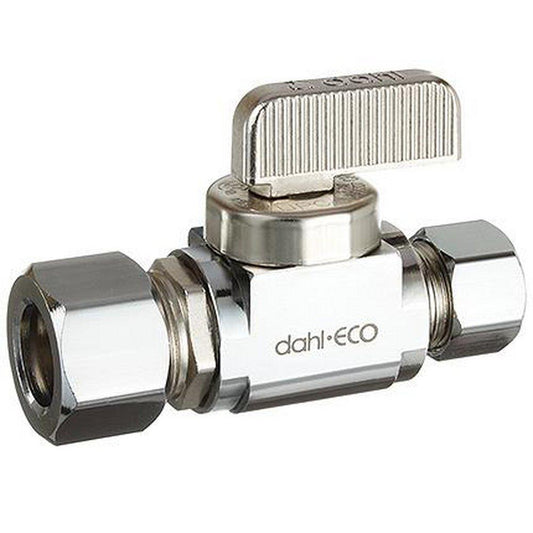dahl Valve Mini-Ball™ 1/2 x 3/8 in. FIPS x OD Compression Lever Straight Supply Stop Valve in Chrome Plated