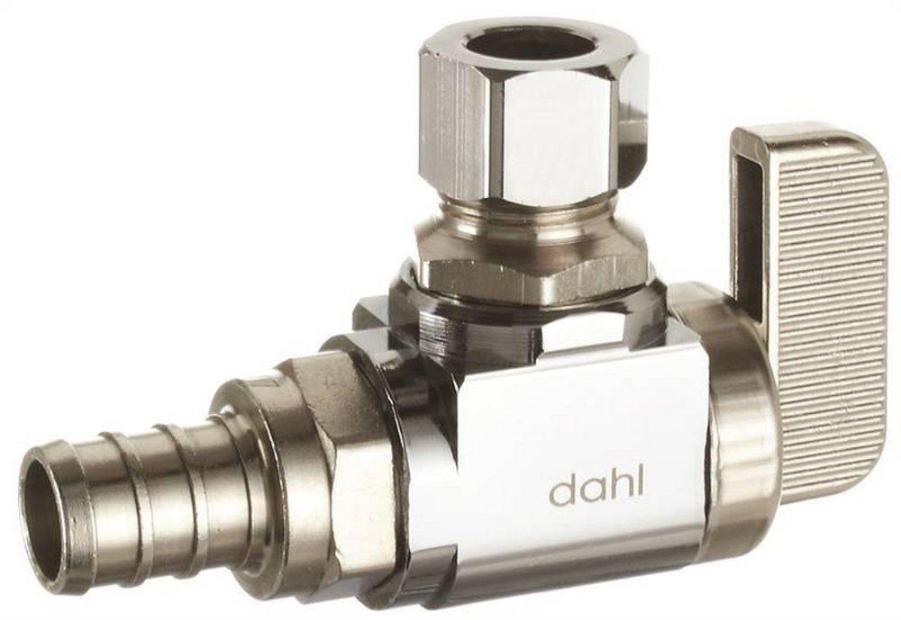dahl Valve Mini-Ball™ 1/2 x 3/8 in. F1807 x OD Compression Loose Key Angle Supply Stop Valve in Chrome Plated