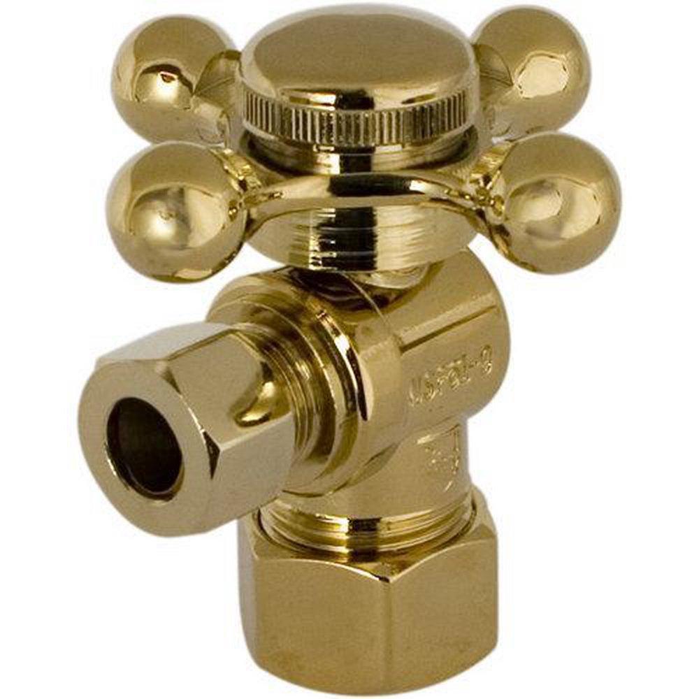 5/8 x 3/8 in. Compression Cross Angle Supply Stop Valve in PVD Polished Brass