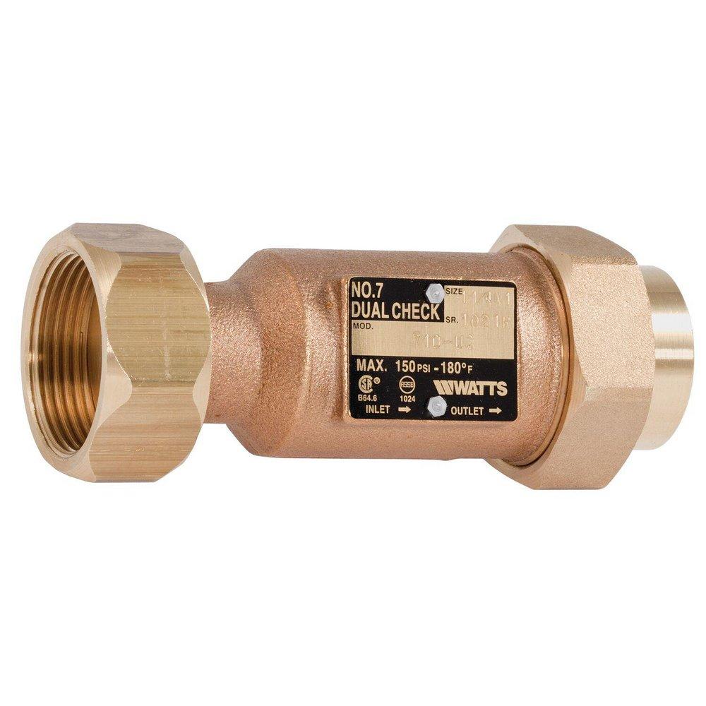 Watts Series LF7 1-1/4 x 1 in. Cast Copper Silicon Alloy Union x Swivel Nut Dual Check Valve