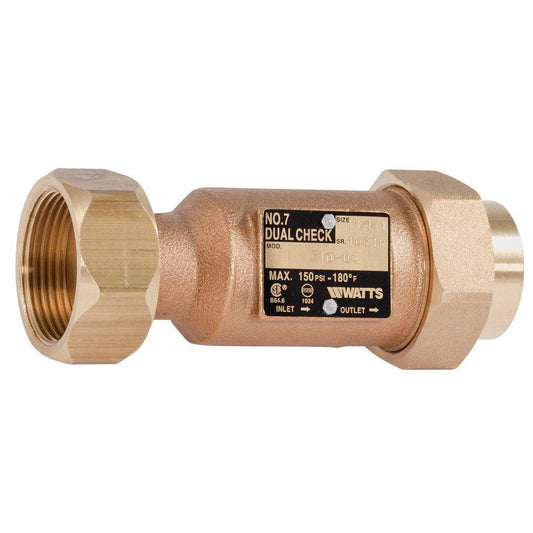 Watts Series LF7 1-1/4 x 1 in. Cast Copper Silicon Alloy Union x Swivel Nut Dual Check Valve