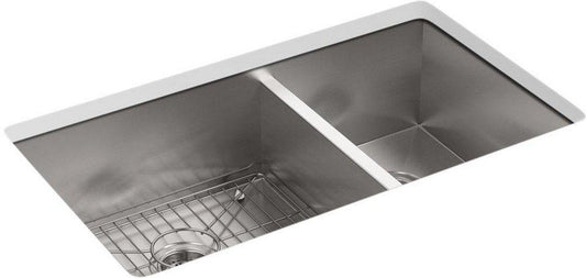 KOHLER Vault™ 33 in. Dual Mount Stainless Steel Double Bowl Kitchen Sink