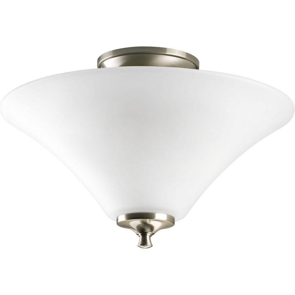 Progress Lighting Joy 100W 2-Light Semi-Flush Mount Ceiling Fixture with Medium E-26 Base in Brushed Nickel