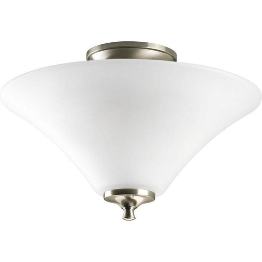 Progress Lighting Joy 100W 2-Light Semi-Flush Mount Ceiling Fixture with Medium E-26 Base in Brushed Nickel