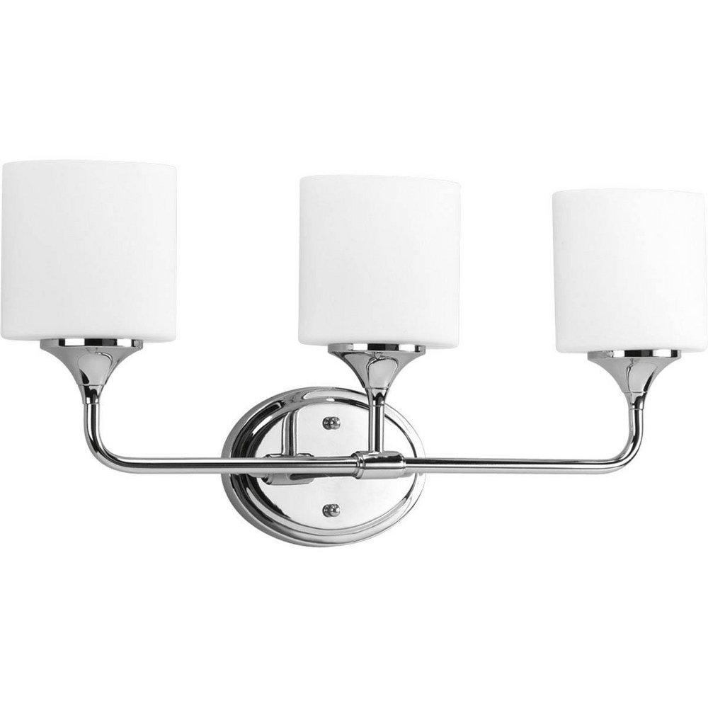 Progress Lighting Lynzie 100W 3-Light Vanity Light Fixture with Oval Shaped Glass in Polished Chrome
