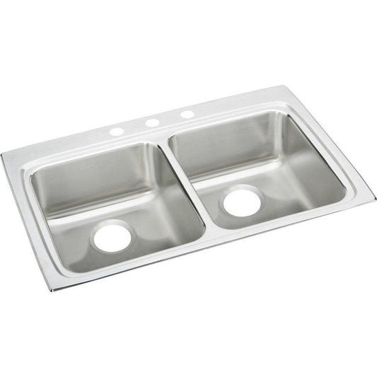 Elkay Lustertone® 33 in. Drop-in Stainless Steel Double Bowl Kitchen Sink in Lustrous Satin