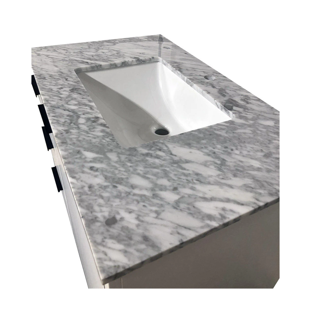 Amelie 36 in Single Sink Bathroom Vanity in White with Carrara White Countertop