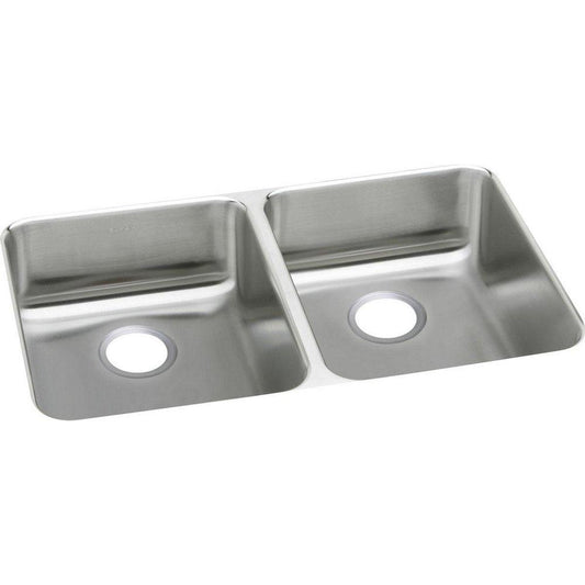 Elkay Lustertone™ 35-3/4 x 18-1/2 in. No Hole Stainless Steel Double Bowl Undermount Kitchen Sink in Lustertone