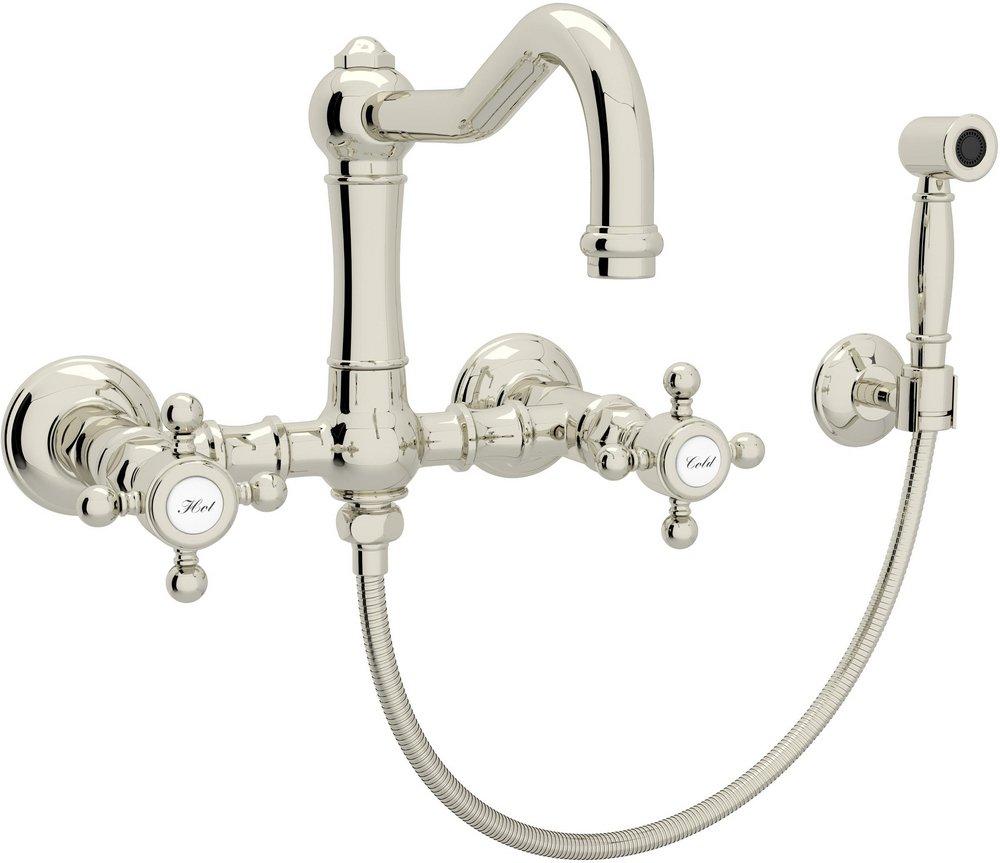 ROHL® Country Kitchen Two Handle Bridge Kitchen Faucet in Polished Nickel