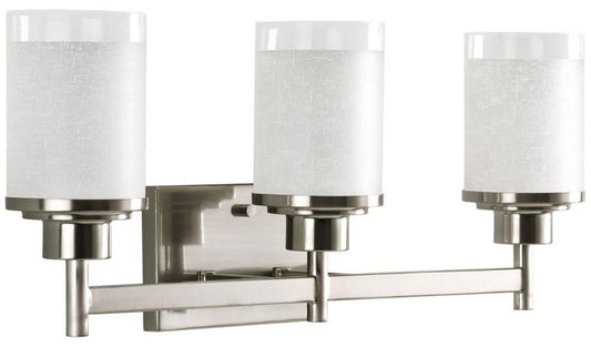 Progress Lighting Alexa 100W 3-Light Incandescent Bathroom Vanity Fixture in Brushed Nickel
