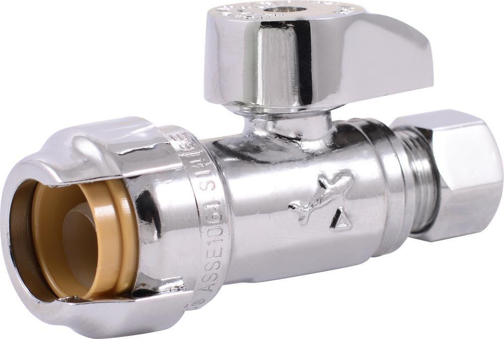 1/2 in x 3/8 in Lever Handle Straight Supply Stop Valve in Polished Chrome